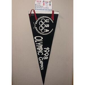 USA XVII 1998 Olympic Winter Games Pennant Nagano New With Tags